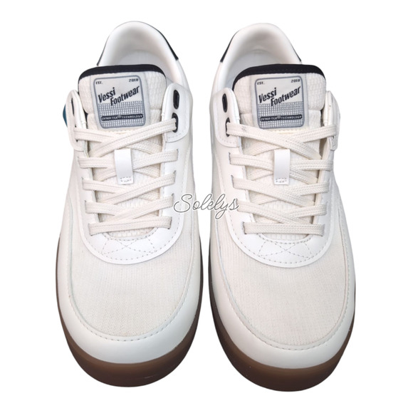 Vessi Courtside Classic Mens 8 Off White Black Waterproof Casual Lace Up Sneaker - Picture 2 of 10